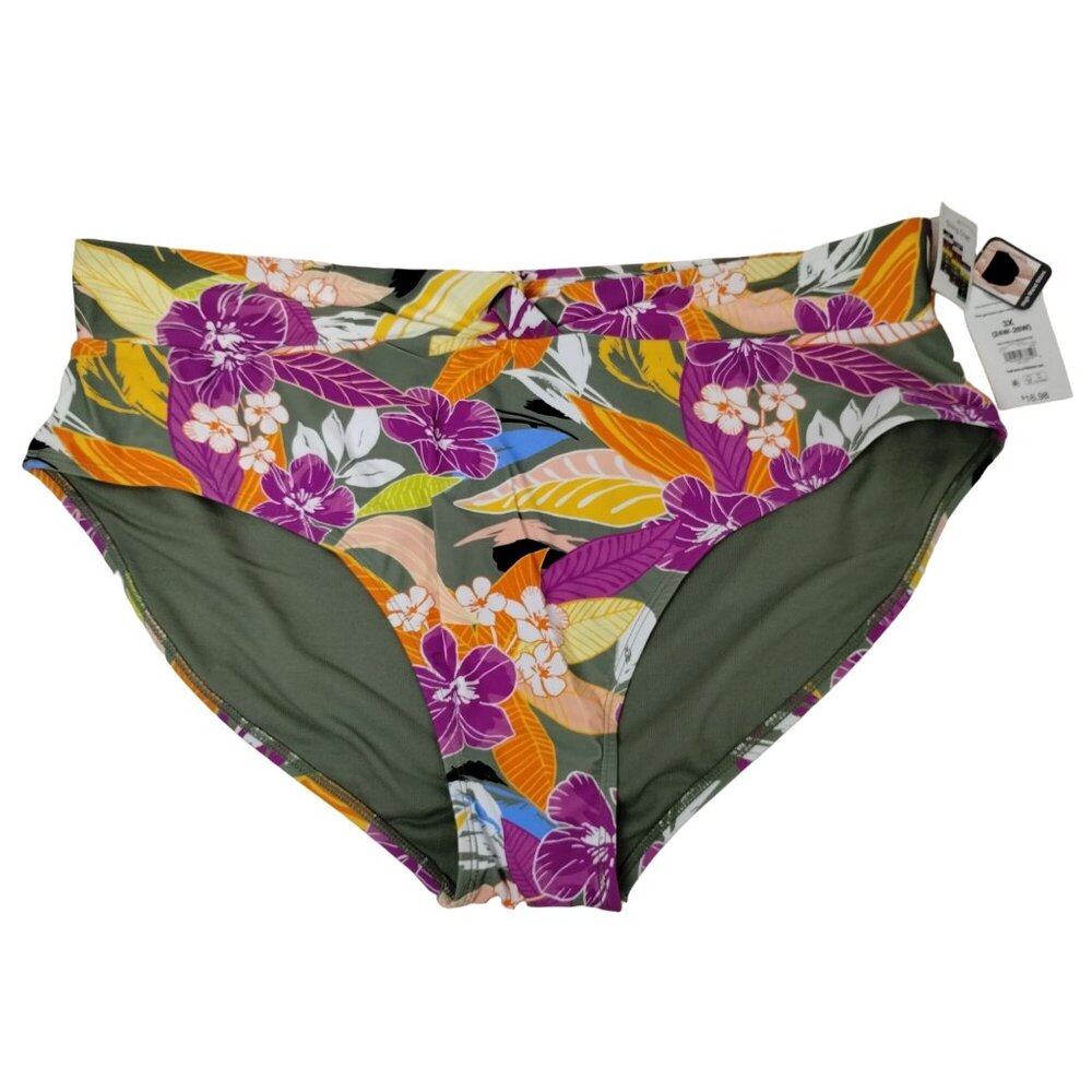 Time and Tru Womens 3XL Tropic Punch High Waist Bikini Swim Bottoms New